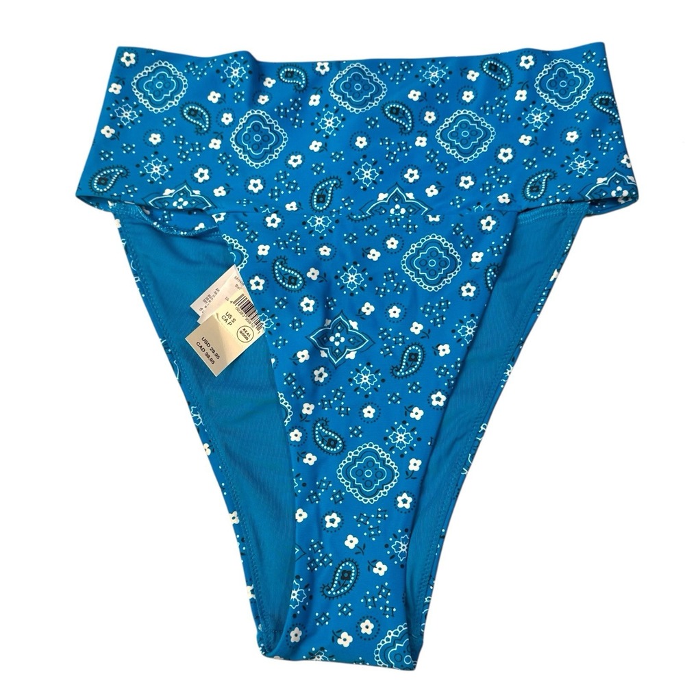 AMERICAN EAGLE AERIE BLUE BANDANA High Waisted Bottoms 198